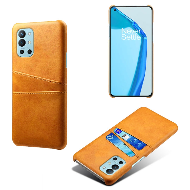For OnePlus 9R Calf Texture PC + PU Leather Back Cover Shockproof Case with Dual Card Slots