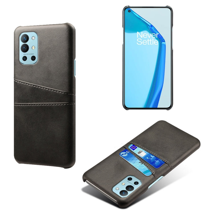 For OnePlus 9R Calf Texture PC + PU Leather Back Cover Shockproof Case with Dual Card Slots
