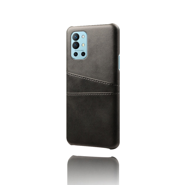 For OnePlus 9R Calf Texture PC + PU Leather Back Cover Shockproof Case with Dual Card Slots