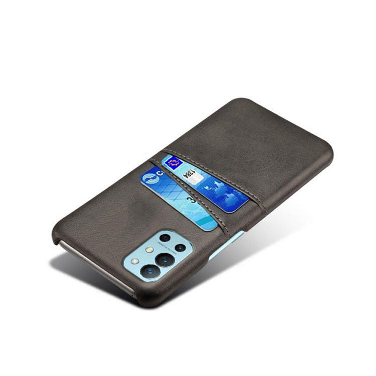 For OnePlus 9R Calf Texture PC + PU Leather Back Cover Shockproof Case with Dual Card Slots