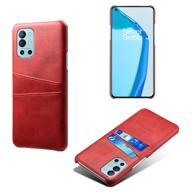 For OnePlus 9R Calf Texture PC + PU Leather Back Cover Shockproof Case with Dual Card Slots