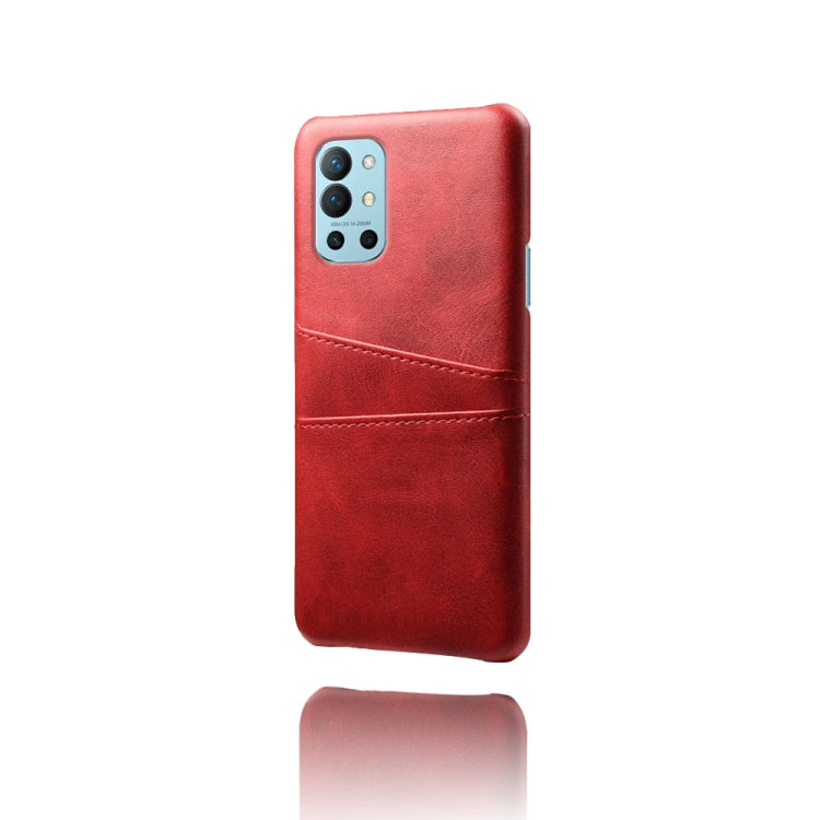For OnePlus 9R Calf Texture PC + PU Leather Back Cover Shockproof Case with Dual Card Slots