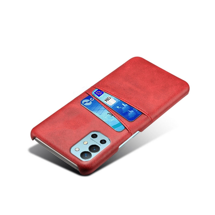 For OnePlus 9R Calf Texture PC + PU Leather Back Cover Shockproof Case with Dual Card Slots