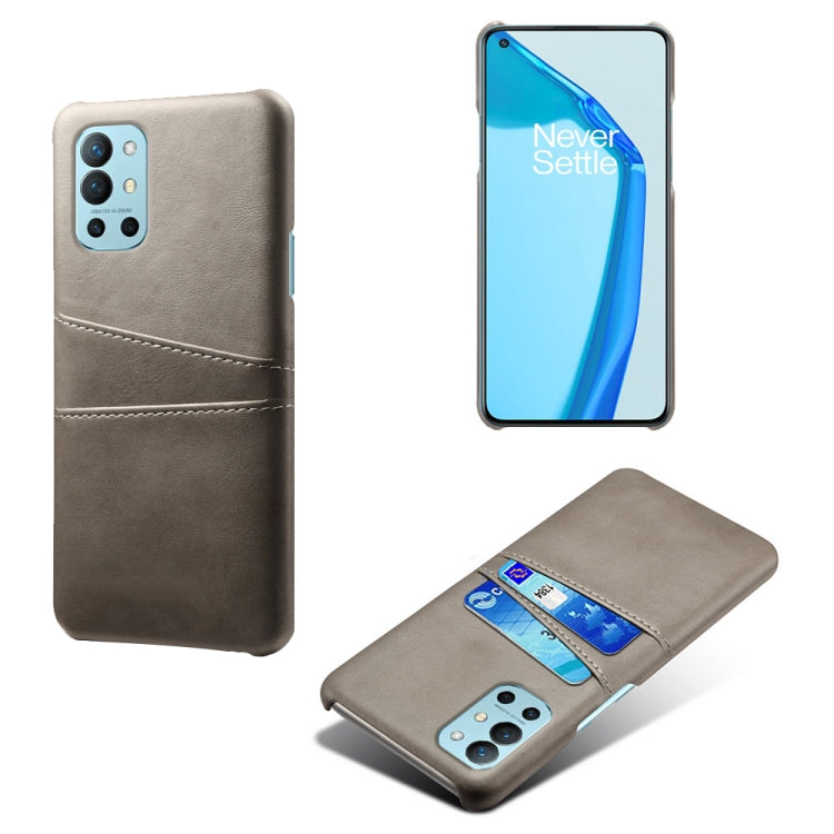 For OnePlus 9R Calf Texture PC + PU Leather Back Cover Shockproof Case with Dual Card Slots