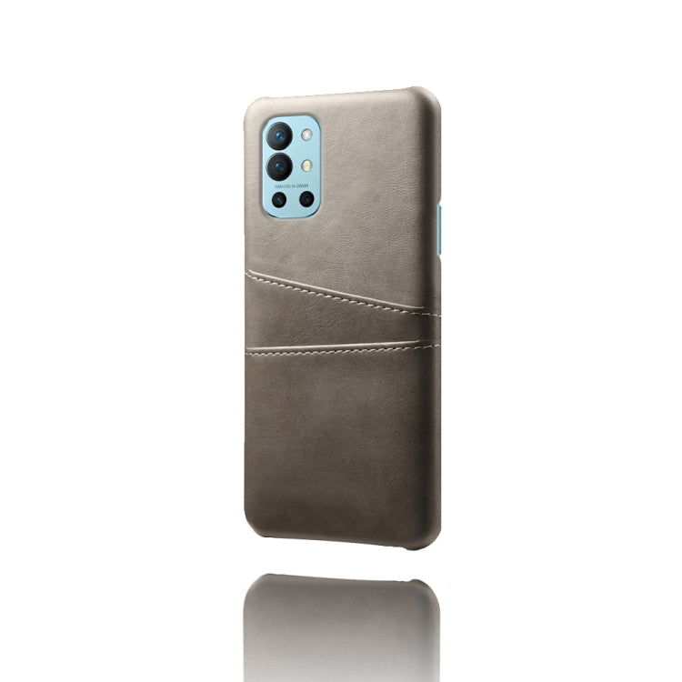 For OnePlus 9R Calf Texture PC + PU Leather Back Cover Shockproof Case with Dual Card Slots