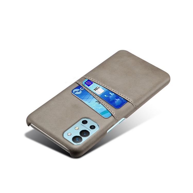 For OnePlus 9R Calf Texture PC + PU Leather Back Cover Shockproof Case with Dual Card Slots