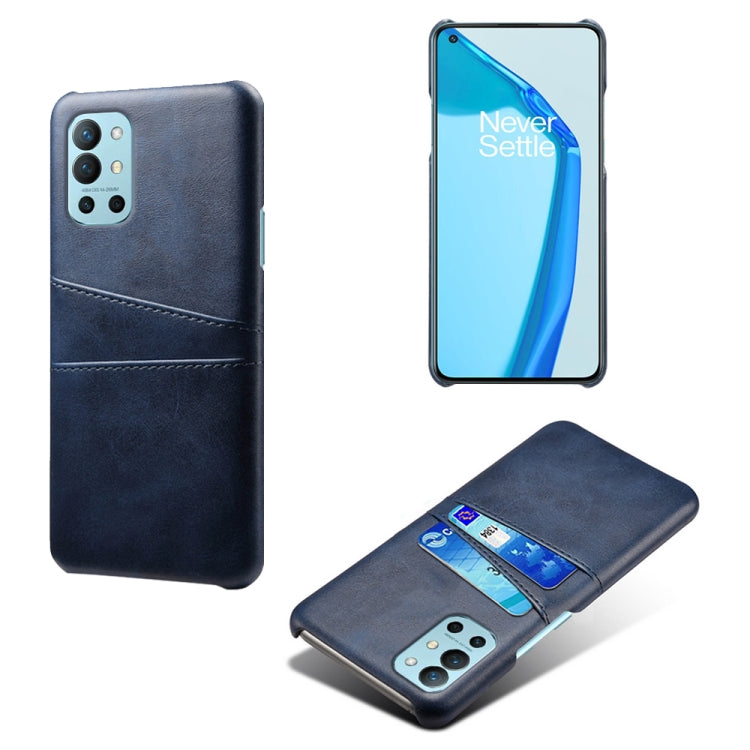 For OnePlus 9R Calf Texture PC + PU Leather Back Cover Shockproof Case with Dual Card Slots