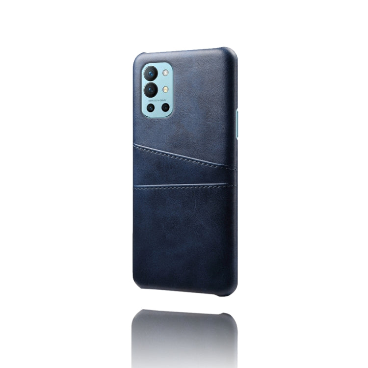 For OnePlus 9R Calf Texture PC + PU Leather Back Cover Shockproof Case with Dual Card Slots