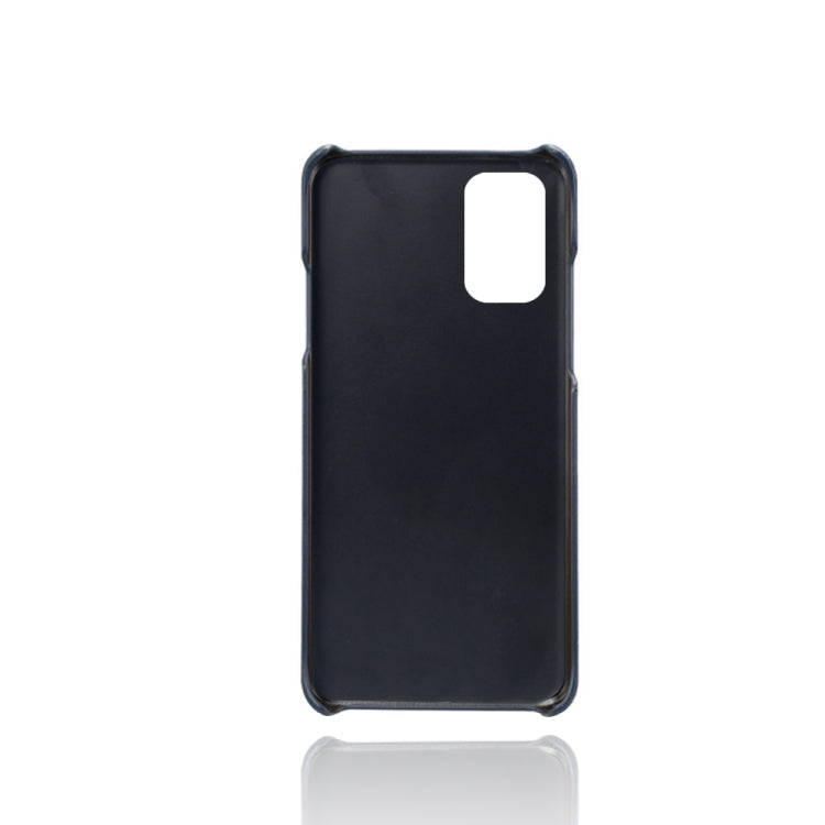 For OnePlus 9R Calf Texture PC + PU Leather Back Cover Shockproof Case with Dual Card Slots
