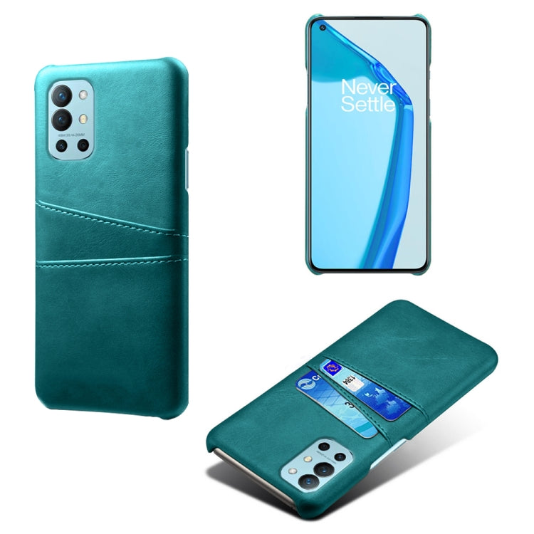 For OnePlus 9R Calf Texture PC + PU Leather Back Cover Shockproof Case with Dual Card Slots