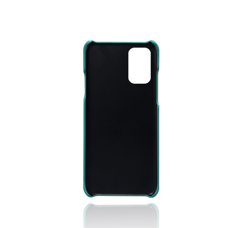 For OnePlus 9R Calf Texture PC + PU Leather Back Cover Shockproof Case with Dual Card Slots