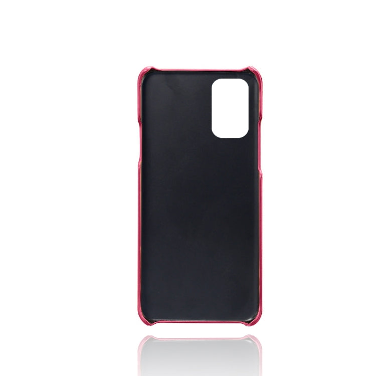 For OnePlus 9R Calf Texture PC + PU Leather Back Cover Shockproof Case with Dual Card Slots