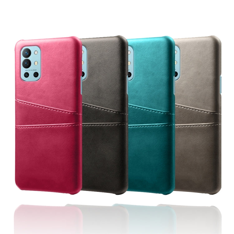 For OnePlus 9R Calf Texture PC + PU Leather Back Cover Shockproof Case with Dual Card Slots