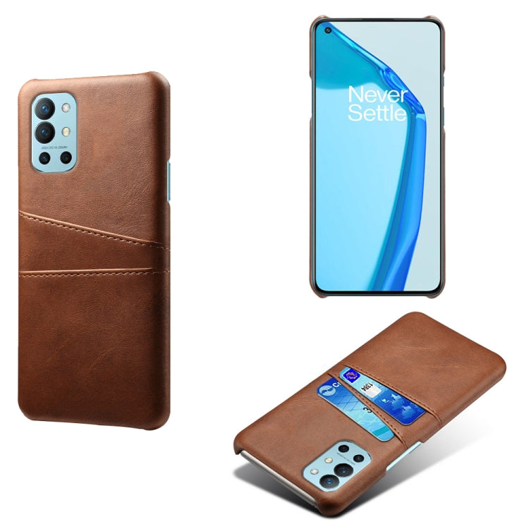 For OnePlus 9R Calf Texture PC + PU Leather Back Cover Shockproof Case with Dual Card Slots