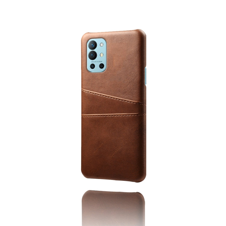 For OnePlus 9R Calf Texture PC + PU Leather Back Cover Shockproof Case with Dual Card Slots