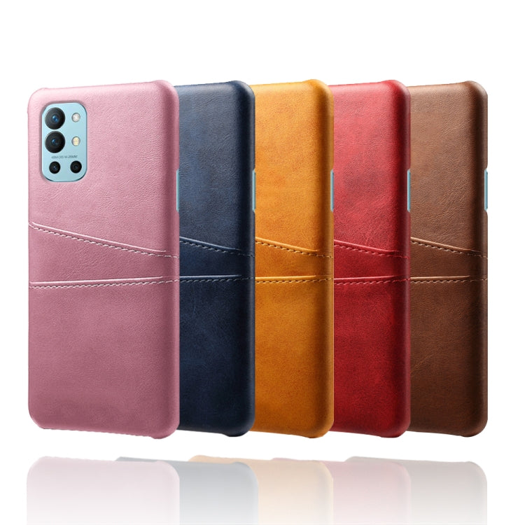 For OnePlus 9R Calf Texture PC + PU Leather Back Cover Shockproof Case with Dual Card Slots