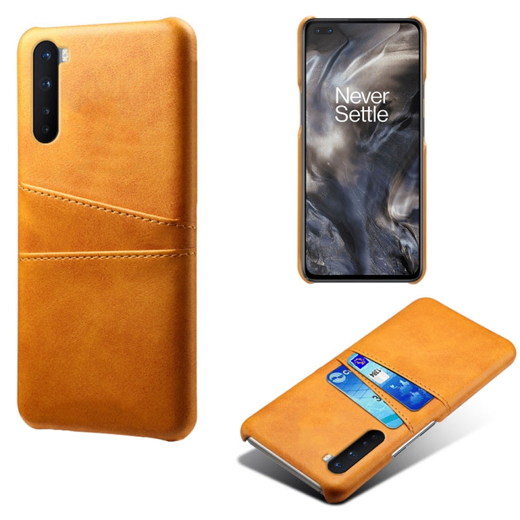 For OnePlus Nord Calf Texture PC + PU Leather Back Cover Shockproof Case with Dual Card Slots