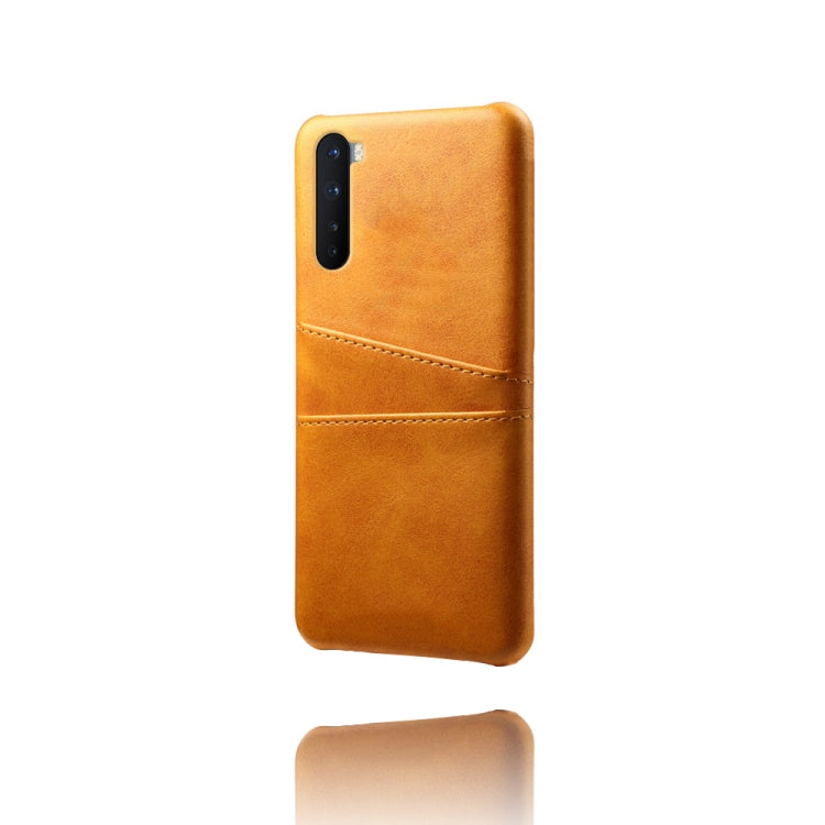For OnePlus Nord Calf Texture PC + PU Leather Back Cover Shockproof Case with Dual Card Slots