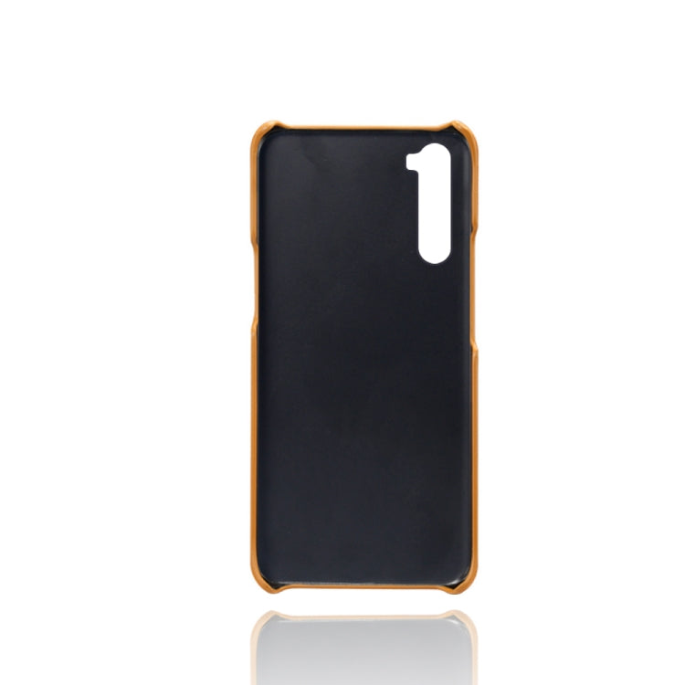 For OnePlus Nord Calf Texture PC + PU Leather Back Cover Shockproof Case with Dual Card Slots
