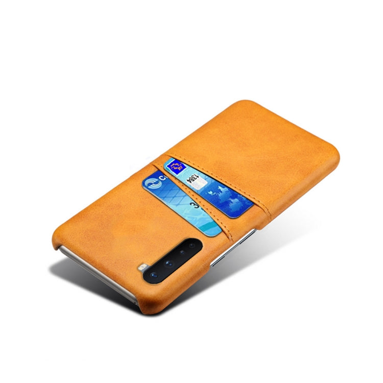 For OnePlus Nord Calf Texture PC + PU Leather Back Cover Shockproof Case with Dual Card Slots