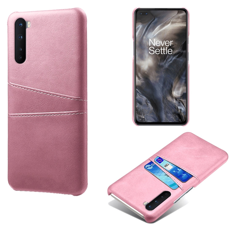 For OnePlus Nord Calf Texture PC + PU Leather Back Cover Shockproof Case with Dual Card Slots