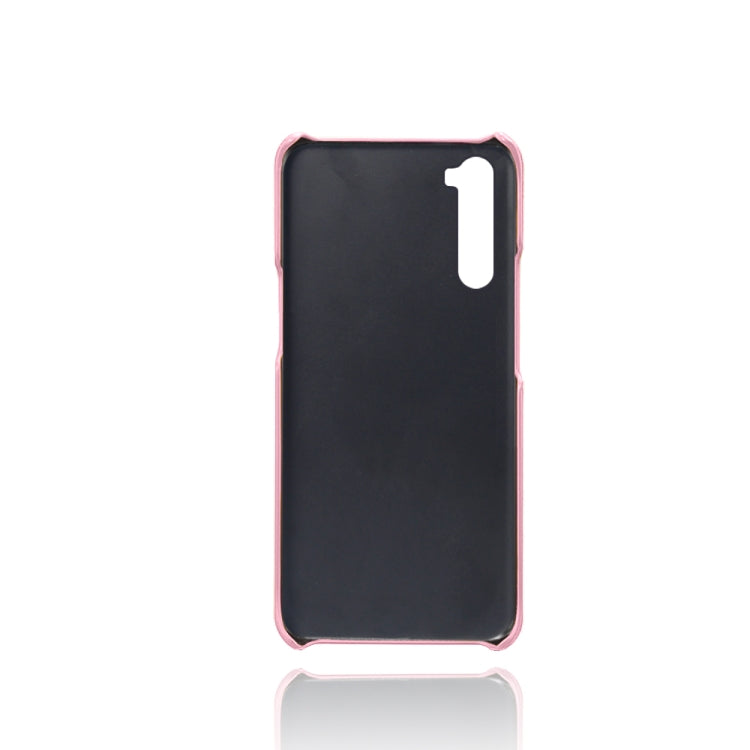 For OnePlus Nord Calf Texture PC + PU Leather Back Cover Shockproof Case with Dual Card Slots
