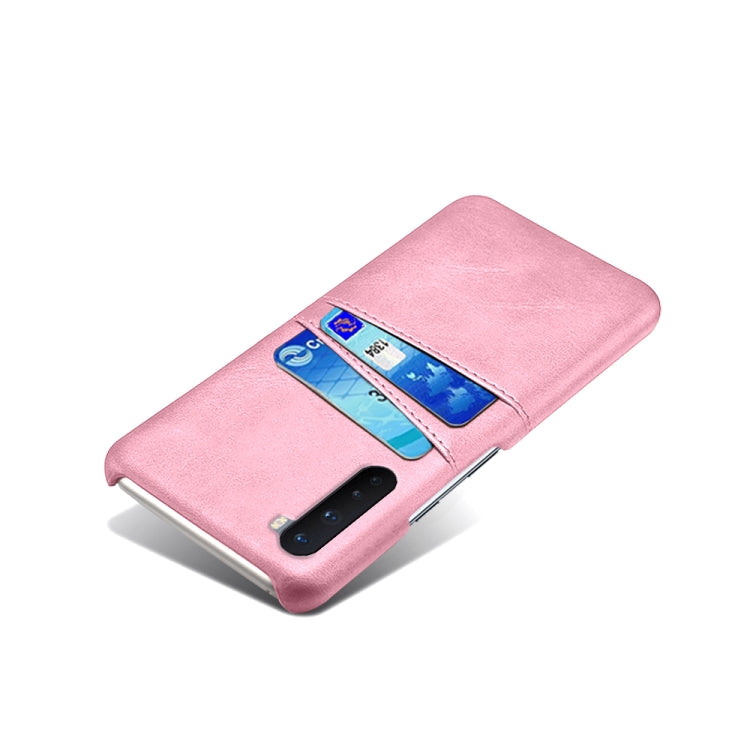 For OnePlus Nord Calf Texture PC + PU Leather Back Cover Shockproof Case with Dual Card Slots