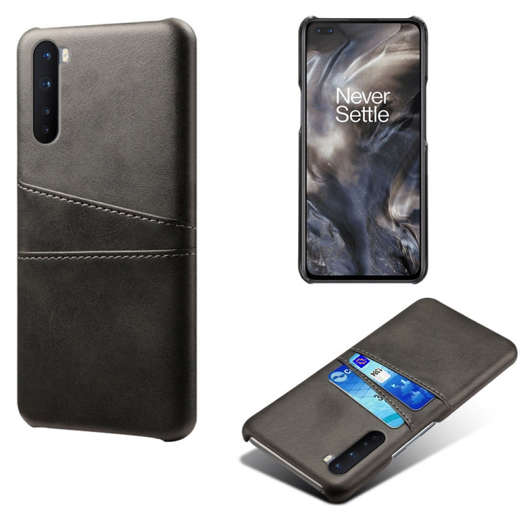 For OnePlus Nord Calf Texture PC + PU Leather Back Cover Shockproof Case with Dual Card Slots
