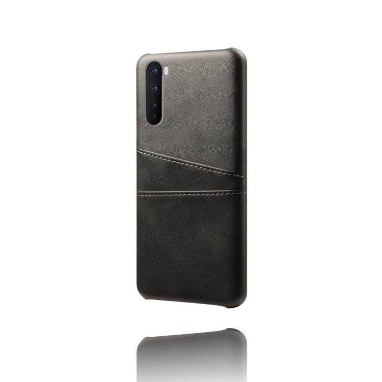 For OnePlus Nord Calf Texture PC + PU Leather Back Cover Shockproof Case with Dual Card Slots