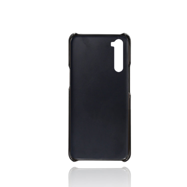 For OnePlus Nord Calf Texture PC + PU Leather Back Cover Shockproof Case with Dual Card Slots