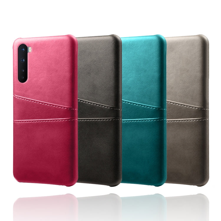 For OnePlus Nord Calf Texture PC + PU Leather Back Cover Shockproof Case with Dual Card Slots
