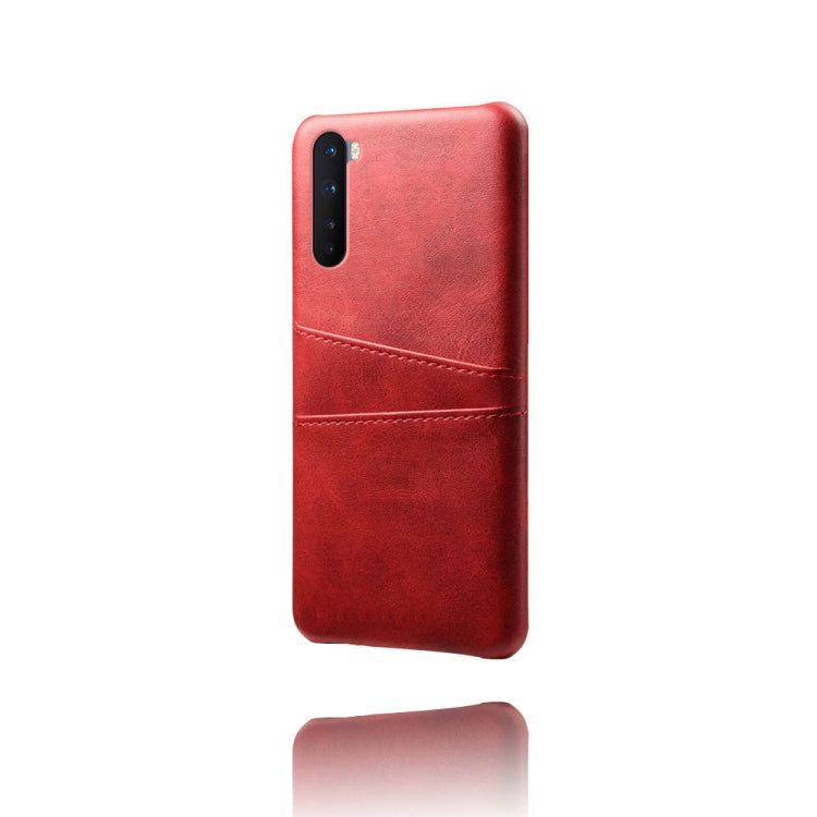 For OnePlus Nord Calf Texture PC + PU Leather Back Cover Shockproof Case with Dual Card Slots