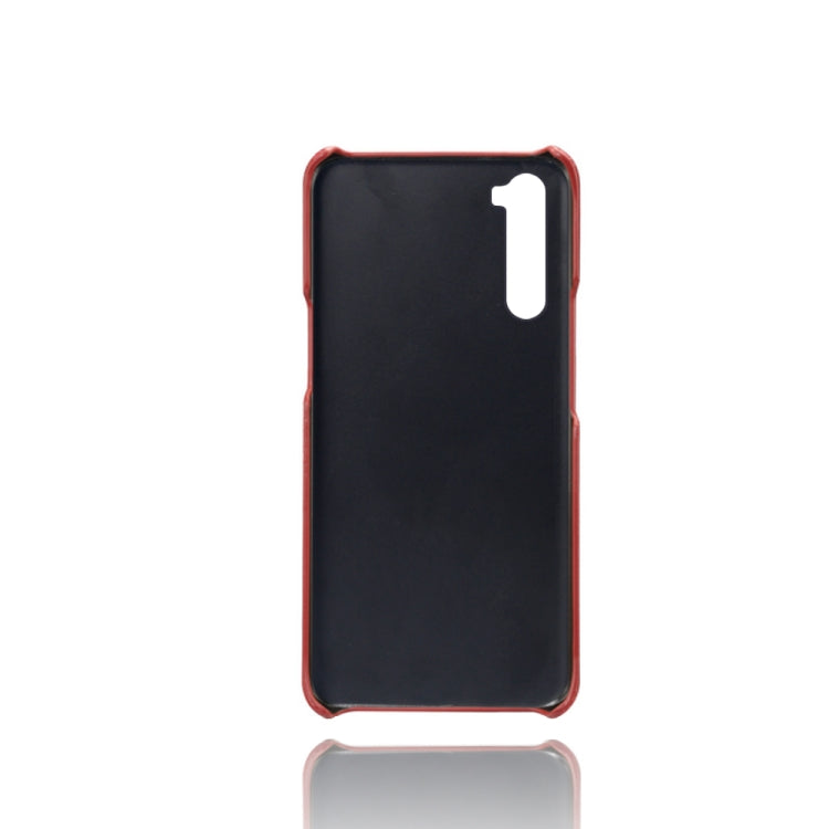 For OnePlus Nord Calf Texture PC + PU Leather Back Cover Shockproof Case with Dual Card Slots