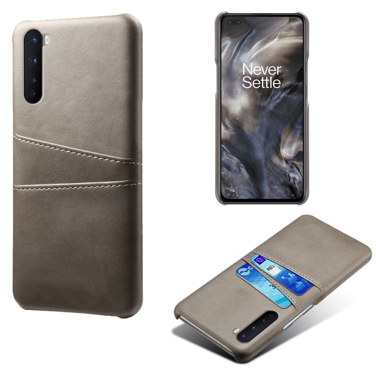 For OnePlus Nord Calf Texture PC + PU Leather Back Cover Shockproof Case with Dual Card Slots