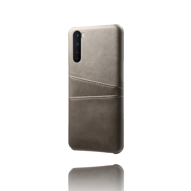 For OnePlus Nord Calf Texture PC + PU Leather Back Cover Shockproof Case with Dual Card Slots