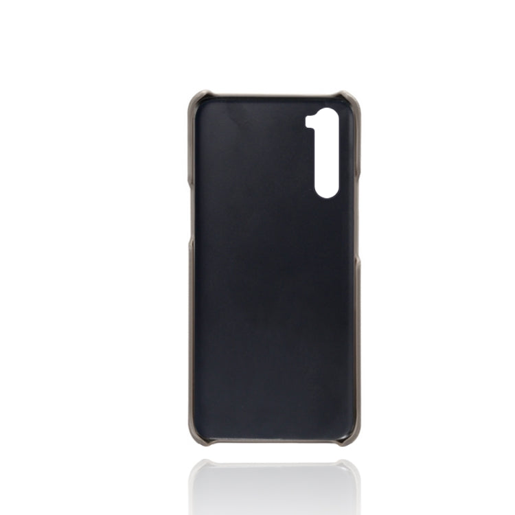 For OnePlus Nord Calf Texture PC + PU Leather Back Cover Shockproof Case with Dual Card Slots