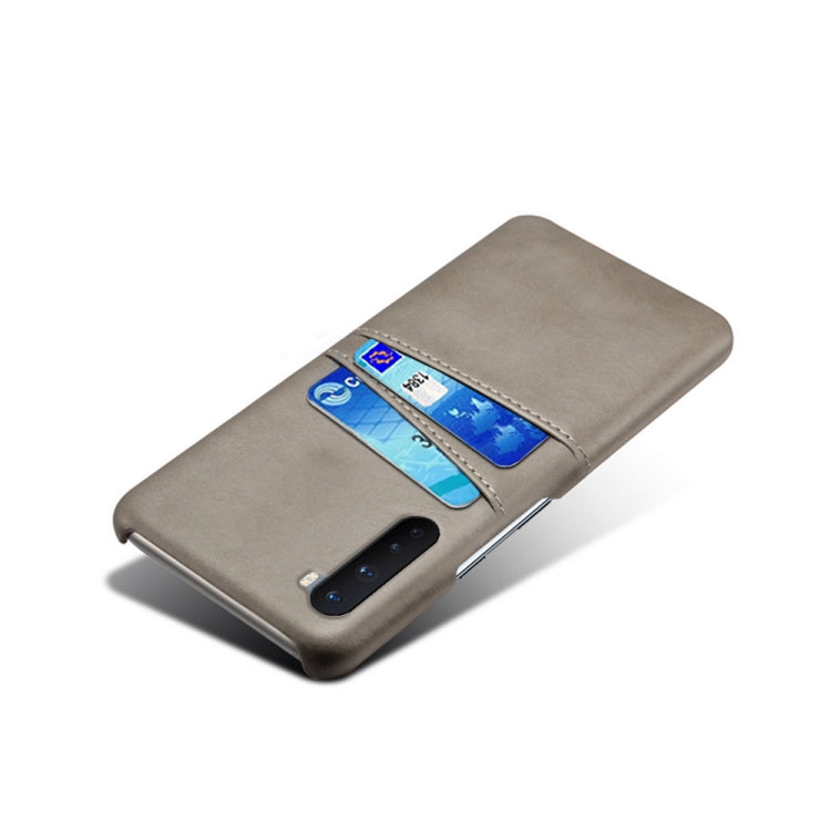 For OnePlus Nord Calf Texture PC + PU Leather Back Cover Shockproof Case with Dual Card Slots
