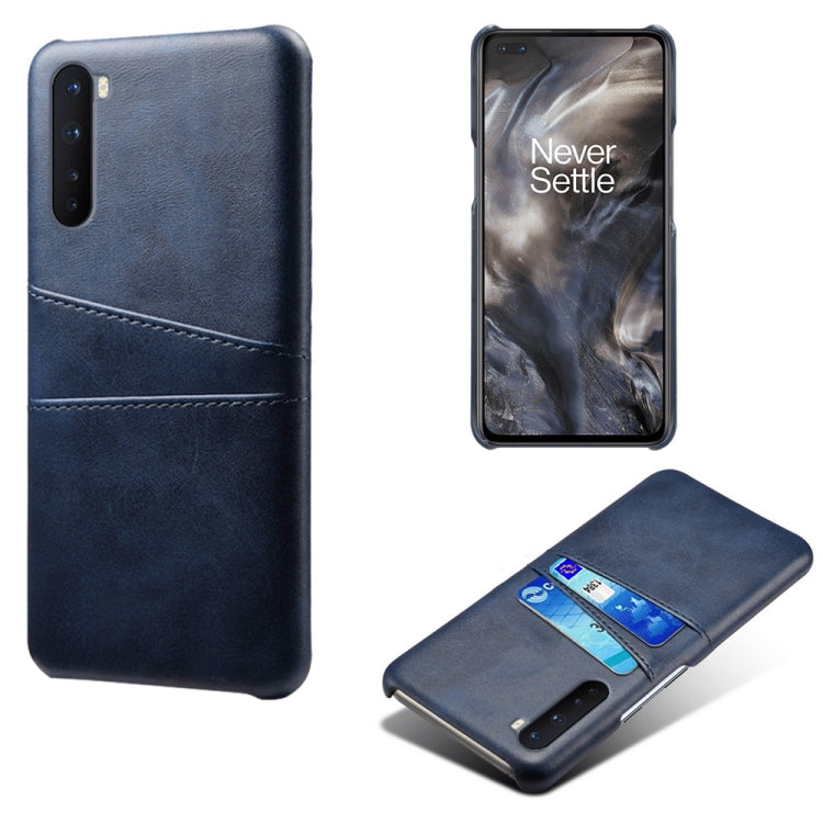 For OnePlus Nord Calf Texture PC + PU Leather Back Cover Shockproof Case with Dual Card Slots