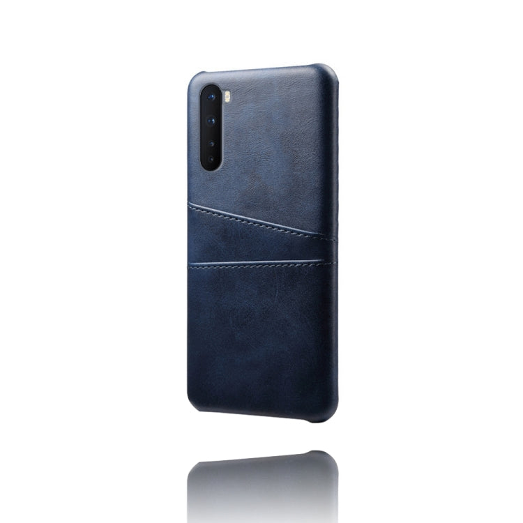 For OnePlus Nord Calf Texture PC + PU Leather Back Cover Shockproof Case with Dual Card Slots