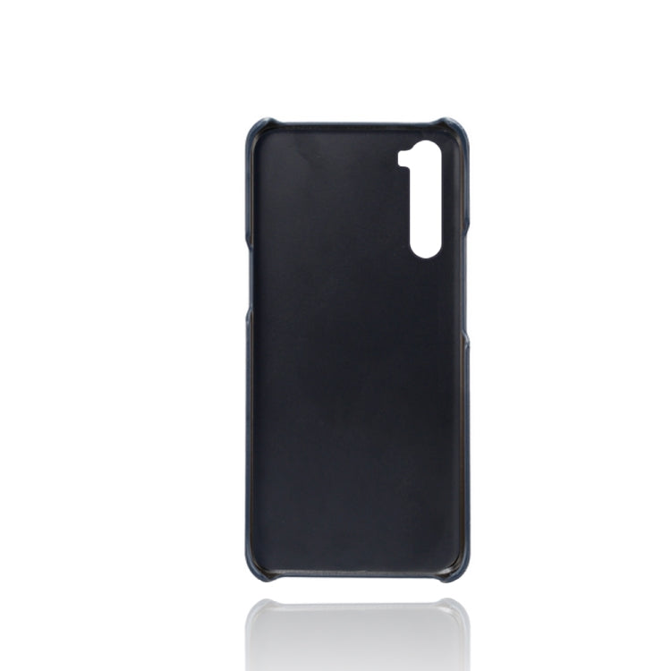 For OnePlus Nord Calf Texture PC + PU Leather Back Cover Shockproof Case with Dual Card Slots