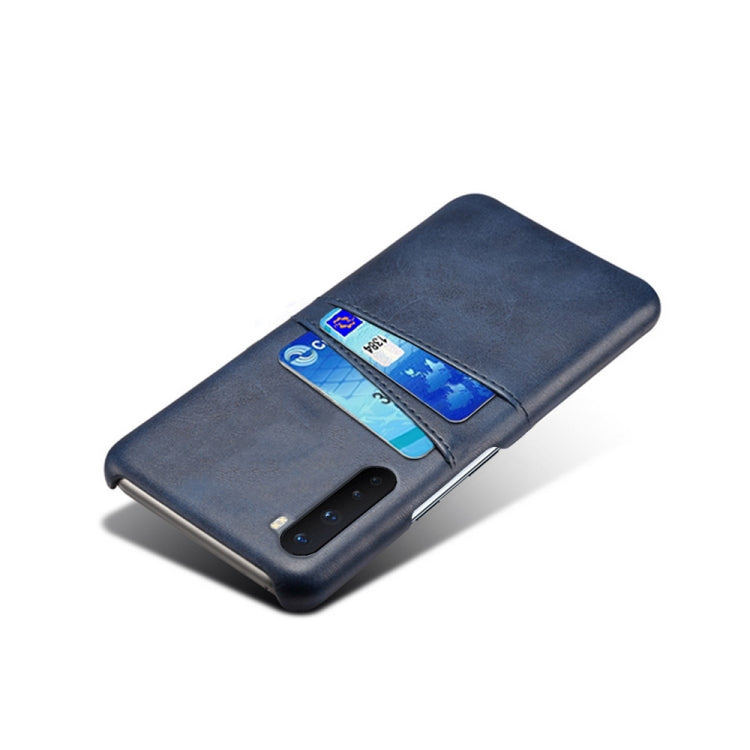 For OnePlus Nord Calf Texture PC + PU Leather Back Cover Shockproof Case with Dual Card Slots