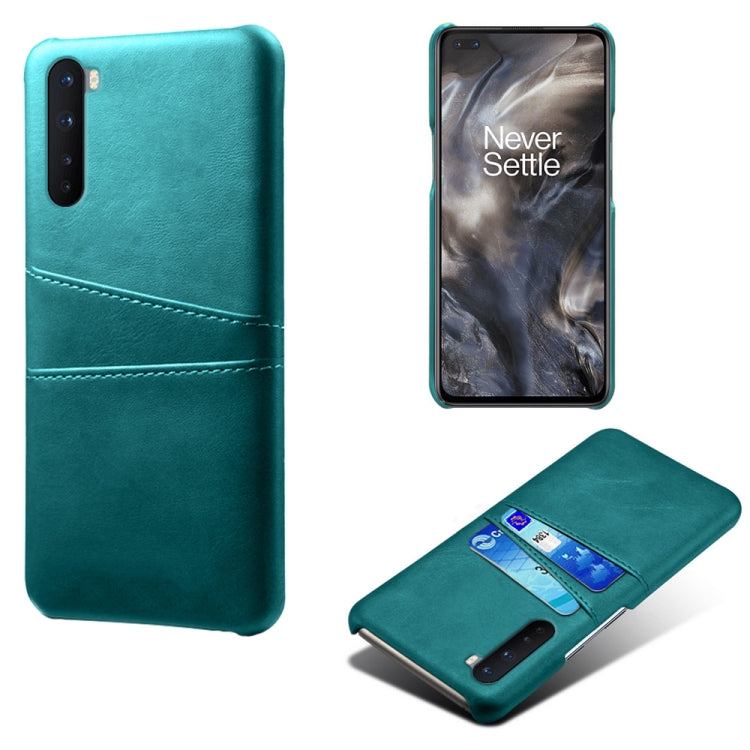 For OnePlus Nord Calf Texture PC + PU Leather Back Cover Shockproof Case with Dual Card Slots