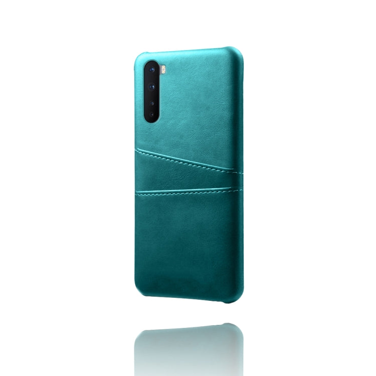 For OnePlus Nord Calf Texture PC + PU Leather Back Cover Shockproof Case with Dual Card Slots