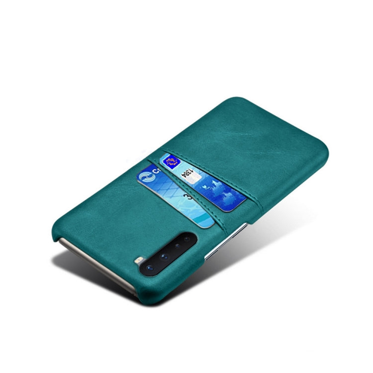 For OnePlus Nord Calf Texture PC + PU Leather Back Cover Shockproof Case with Dual Card Slots