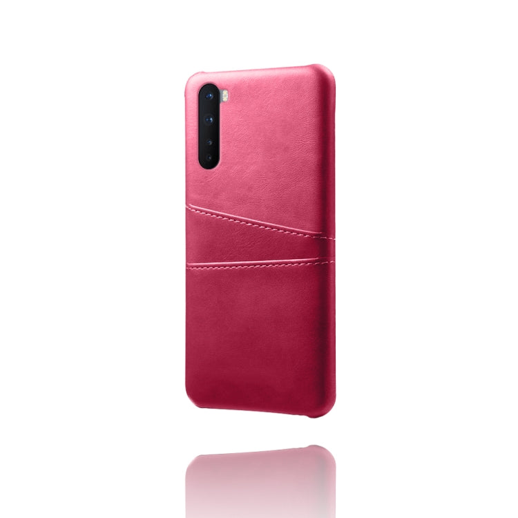For OnePlus Nord Calf Texture PC + PU Leather Back Cover Shockproof Case with Dual Card Slots