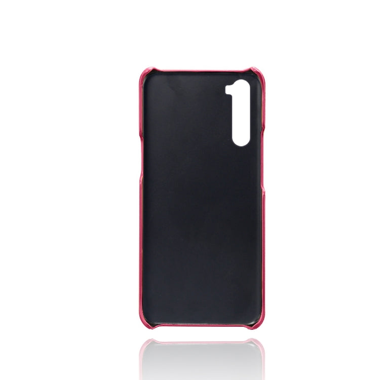 For OnePlus Nord Calf Texture PC + PU Leather Back Cover Shockproof Case with Dual Card Slots