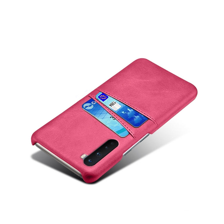 For OnePlus Nord Calf Texture PC + PU Leather Back Cover Shockproof Case with Dual Card Slots