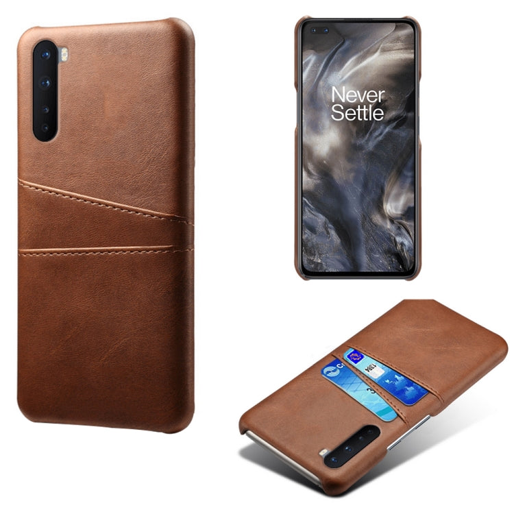 For OnePlus Nord Calf Texture PC + PU Leather Back Cover Shockproof Case with Dual Card Slots