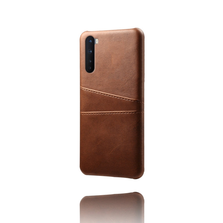 For OnePlus Nord Calf Texture PC + PU Leather Back Cover Shockproof Case with Dual Card Slots