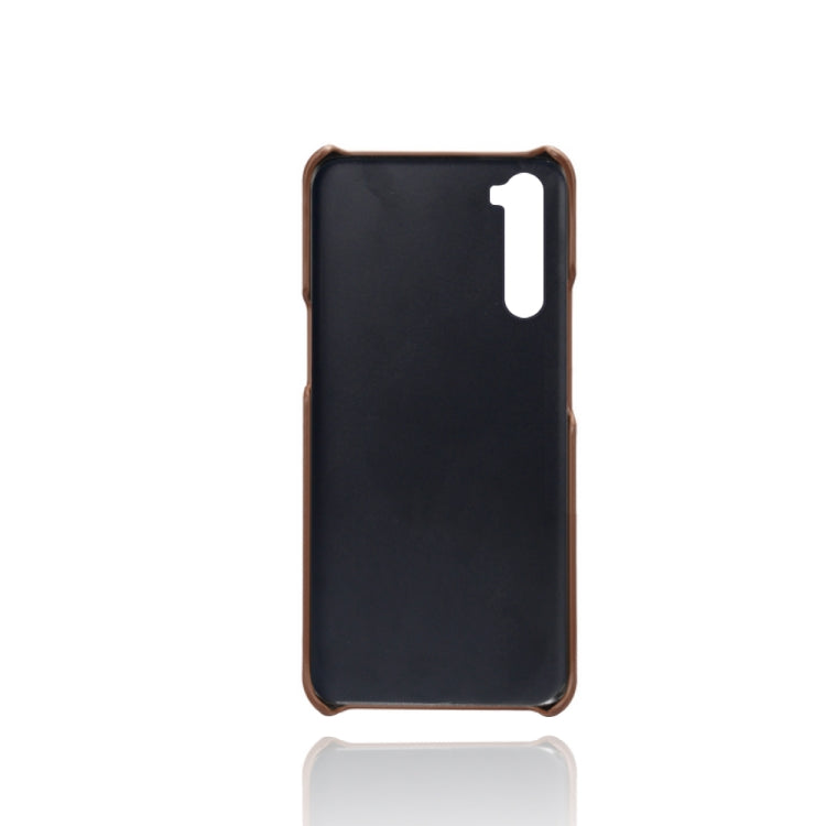 For OnePlus Nord Calf Texture PC + PU Leather Back Cover Shockproof Case with Dual Card Slots